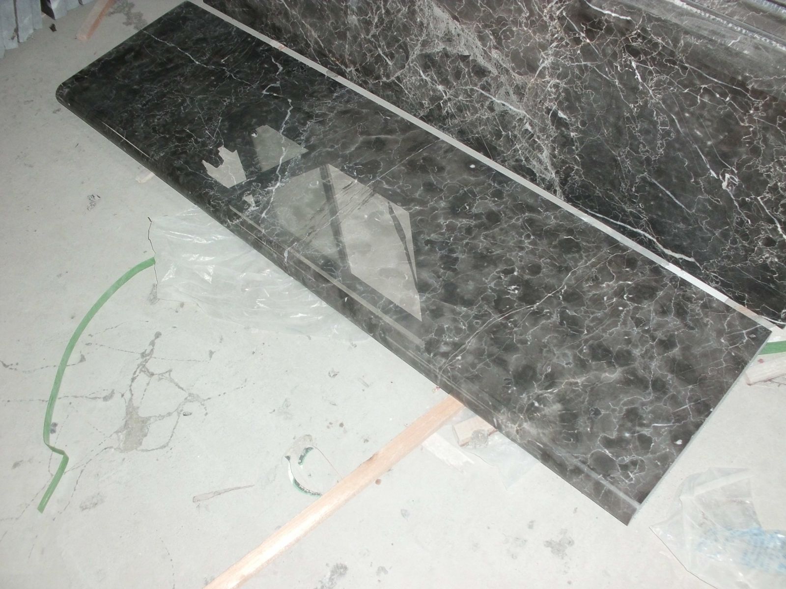 china dark grey and white marble stair treads detail 1