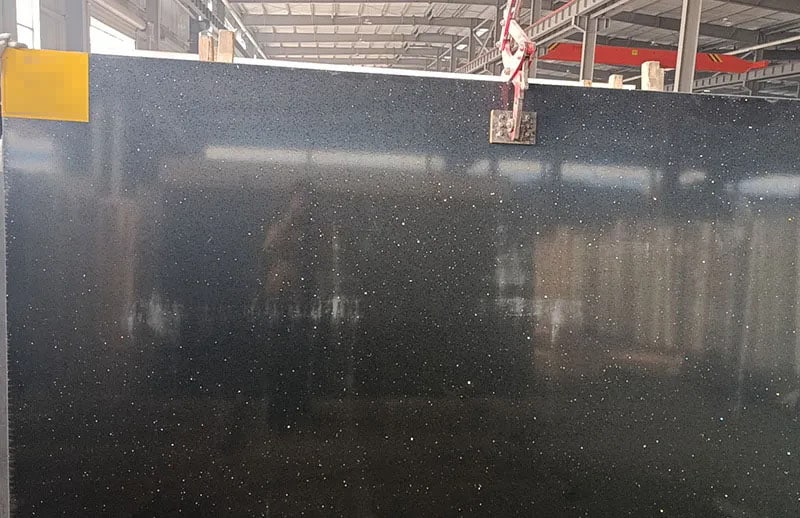 Pure White Quartz Sparkling Black Quartz Slabs Export To Russia 2024 (9)